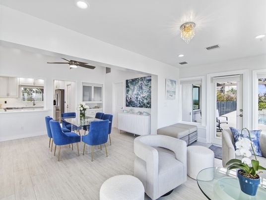 Dining room, Interior, Kitchen, Living room, Recessed Lighting, Wood Texture Flooring