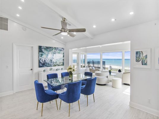 Dining room, Interior, Recessed Lighting, Water, Wood Texture Flooring