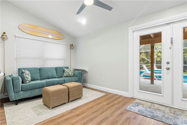 Interior, Living room, Recessed Lighting, Wood Texture Flooring