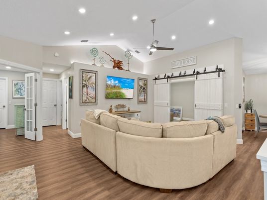 Interior, Living room, Recessed Lighting, Wood Texture Flooring