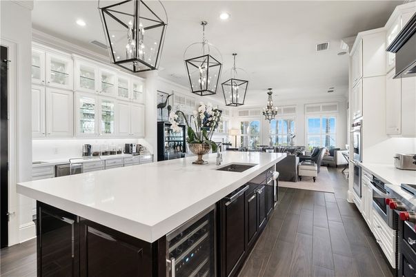 Interior, Kitchen, Living room, Pendant Lights, Recessed Lighting, Stainless Steel Appliances, Wood Texture Flooring