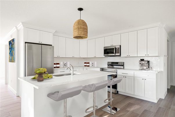 Interior, Kitchen, Stainless Steel Appliances, Wood Texture Flooring