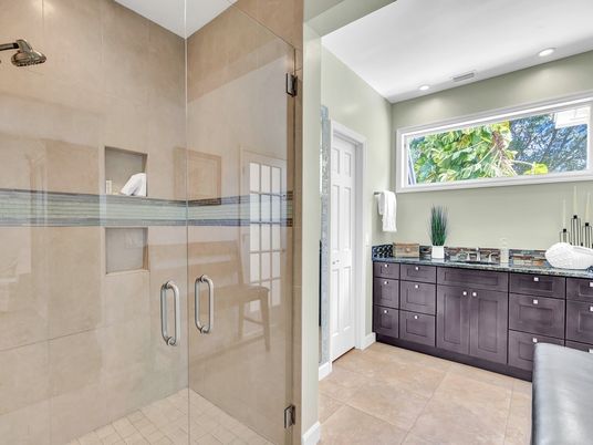 Bathroom, Glass Shower, Interior, Recessed Lighting