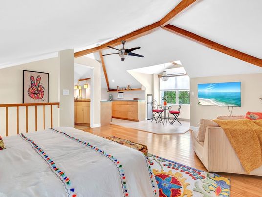 Bedroom, Interior, Recessed Lighting, Wooden Beams, Wood Texture Flooring