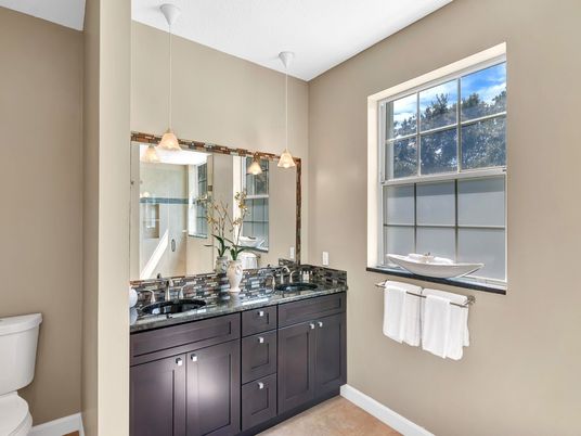 Bathroom, Dual Sink Vanities, Interior, Pendant Lights