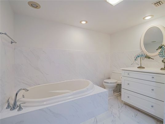 Bathroom, Interior, Marble, Marble Walls, Recessed Lighting