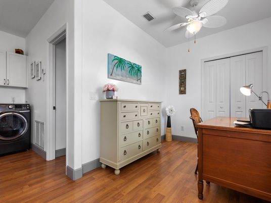 Home Office, Interior, Washer, Wood Texture Flooring
