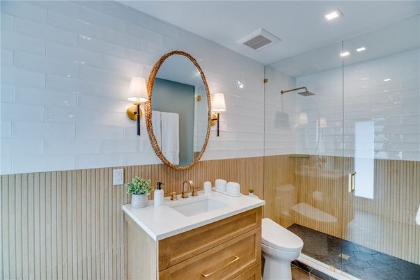 Bathroom, Glass Shower, Interior, Recessed Lighting