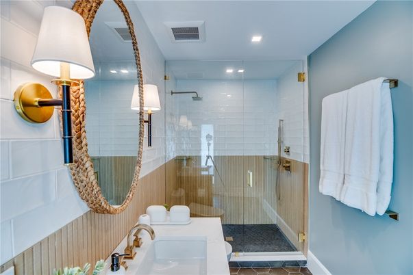 Bathroom, Glass Shower, Interior, Recessed Lighting