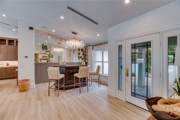 Chandelier, Interior, Recessed Lighting, Wood Texture Flooring