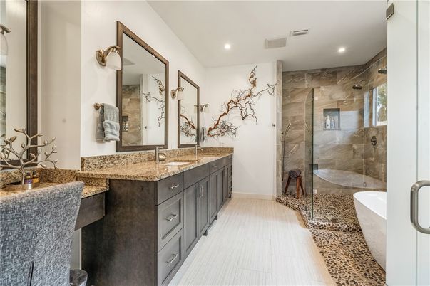 Bathroom, Dual Sink Vanities, Glass Shower, Interior, Recessed Lighting