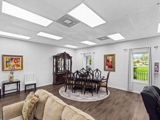 Dining room, Interior, Recessed Lighting, Wood Texture Flooring