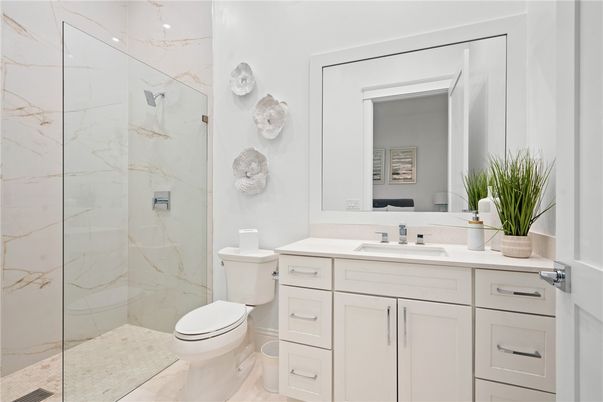 Bathroom, Glass Shower, Interior, Marble Walls