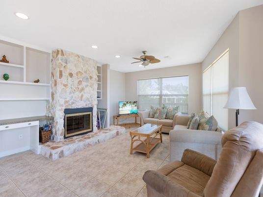 Fireplace, Interior, Living room, Recessed Lighting, Stone Walls