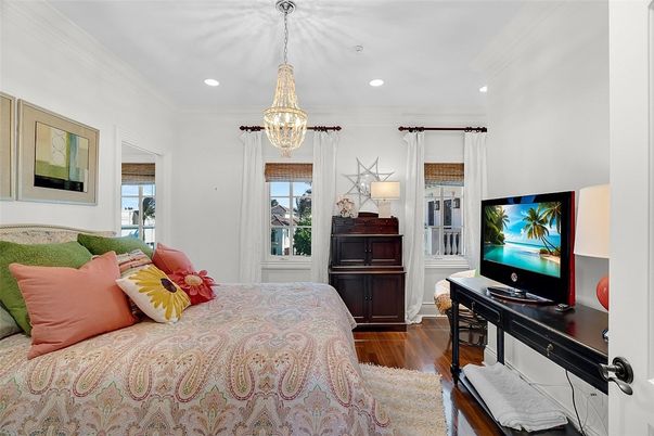 Bedroom, Home Office, Interior, Pendant Lights, Recessed Lighting, Wood Texture Flooring