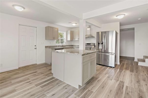 Interior, Kitchen, Stainless Steel Appliances, Wood Texture Flooring