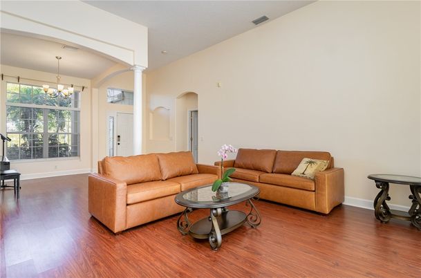 Chandelier, Interior, Living room, Pendant Lights, Wood Texture Flooring