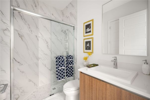 Bathroom, Glass Shower, Interior, Marble Walls