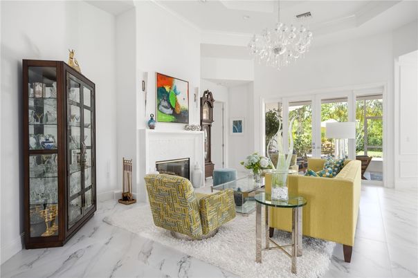 Chandelier, Fireplace, Interior, Living room, Marble