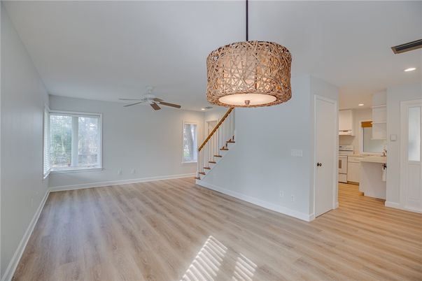 Interior, Kitchen, Recessed Lighting, Wood Texture Flooring