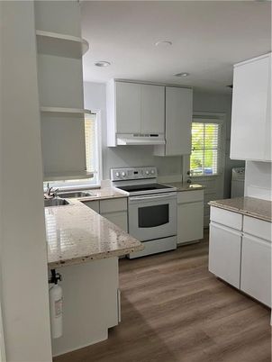 Interior, Kitchen, Recessed Lighting, Wood Texture Flooring