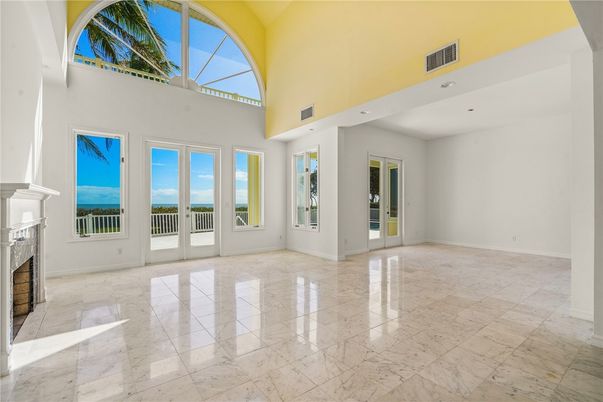 Empty room, Fireplace, Interior, Marble, Recessed Lighting