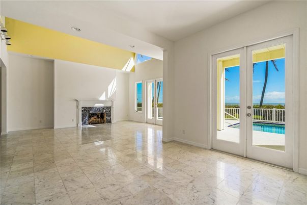 Empty room, Fireplace, Interior, Marble, Recessed Lighting
