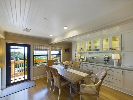 Dining room, Interior, Recessed Lighting, Wood Texture Flooring