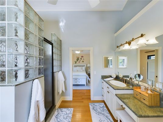 Bathroom, Dual Sink Vanities, Interior, Wood Texture Flooring