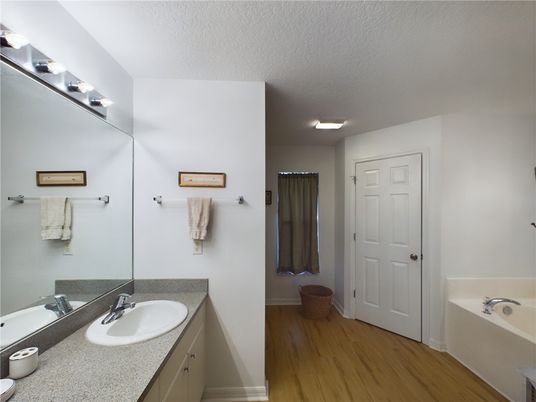 Bathroom, Dual Sink Vanities, Interior, Wood Texture Flooring