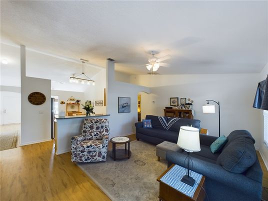 Interior, Living room, Pendant Lights, Wood Texture Flooring
