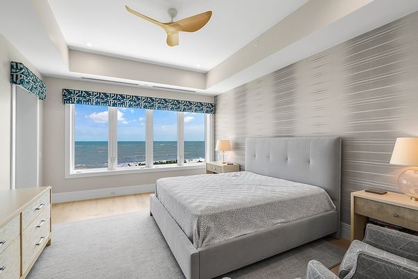 Bedroom, Interior, Recessed Lighting, Water, Wood Texture Flooring