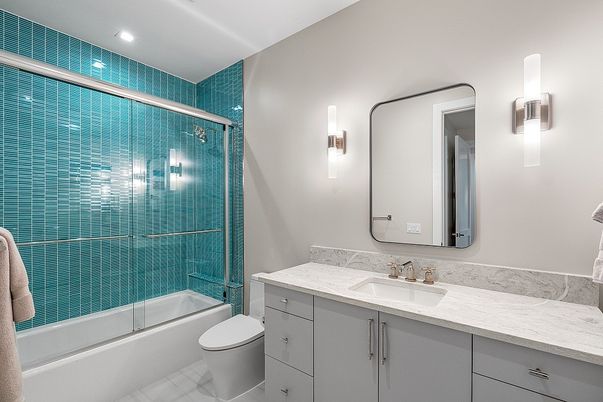 Bathroom, Glass Shower, Interior, Recessed Lighting