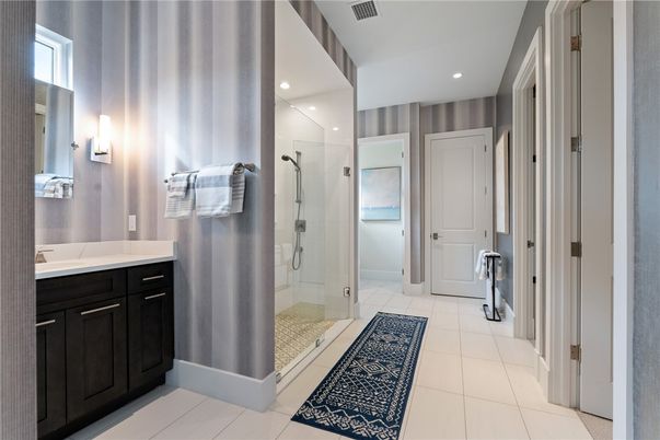 Bathroom, Glass Shower, Interior, Recessed Lighting