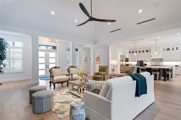 Interior, Kitchen, Living room, Pendant Lights, Recessed Lighting, Stainless Steel Appliances, Wood Texture Flooring