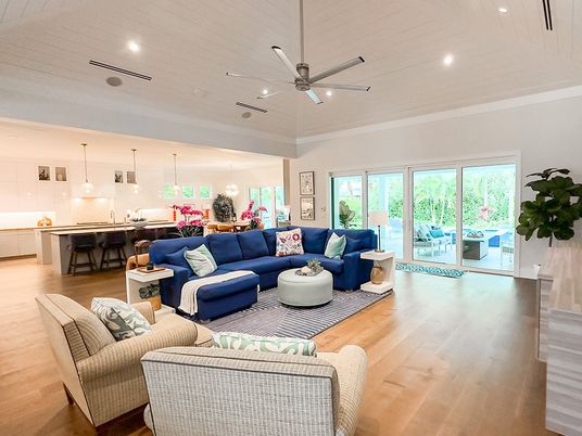 Interior, Kitchen, Living room, Pendant Lights, Recessed Lighting, Wood Texture Flooring