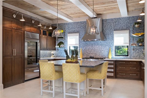 Interior, Kitchen, Pendant Lights, Stainless Steel Appliances, Wooden Ceilings