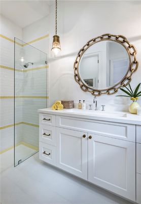 Bathroom, Glass Shower, Interior, Pendant Lights