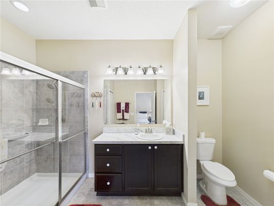 Bathroom, Glass Shower, Interior, Recessed Lighting