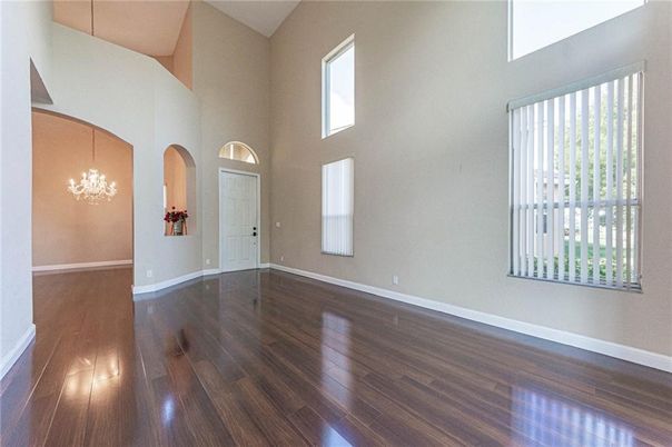 Chandelier, Empty room, Interior, Wood Texture Flooring