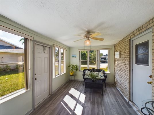 Interior, Stone Walls, Sun Room, Wood Texture Flooring