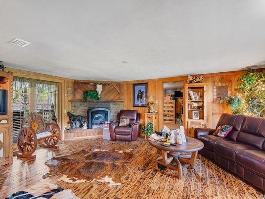 Fireplace, Interior, Living room, Wood Texture Flooring, Wooden Walls