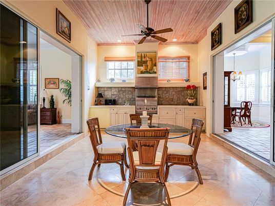 Dining room, Interior, Recessed Lighting, Wooden Ceilings