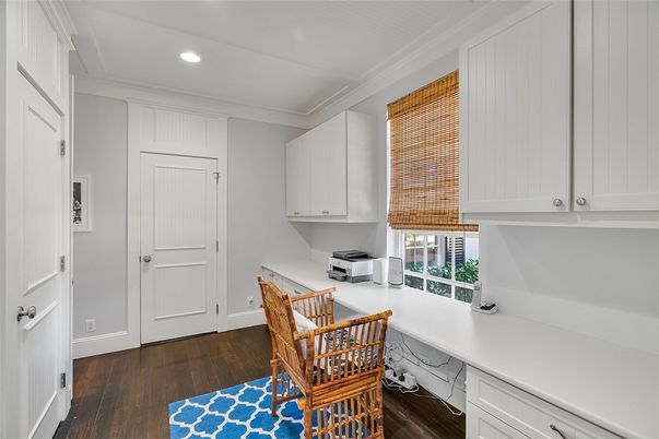 Home Office, Interior, Recessed Lighting, Wood Texture Flooring