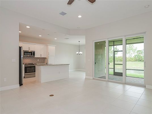 Chandelier, Interior, Kitchen, Recessed Lighting, Stainless Steel Appliances