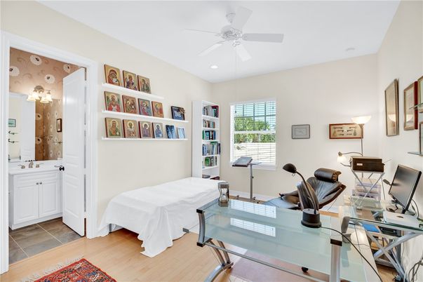 Home Office, Interior, Recessed Lighting, Wood Texture Flooring