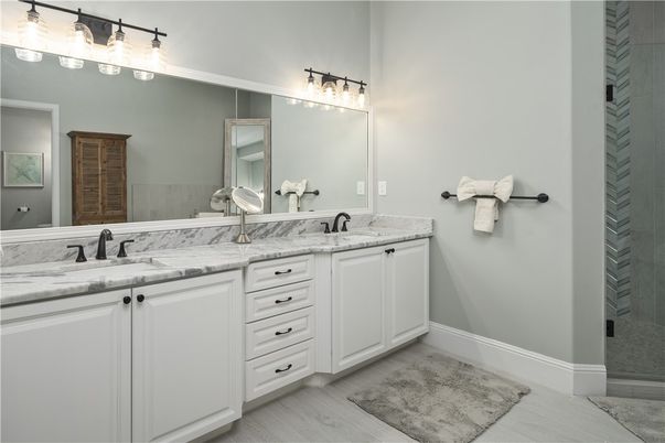 Bathroom, Dual Sink Vanities, Interior, Wood Texture Flooring