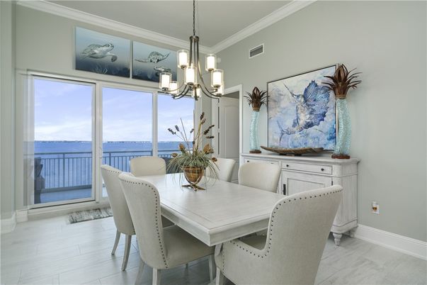 Chandelier, Dining room, Interior, Water, Wood Texture Flooring