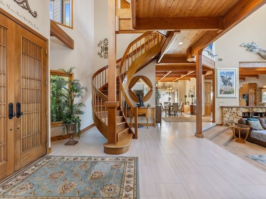 Chandelier, Dining room, Interior, Wooden Beams, Wooden Ceilings, Wood Texture Flooring
