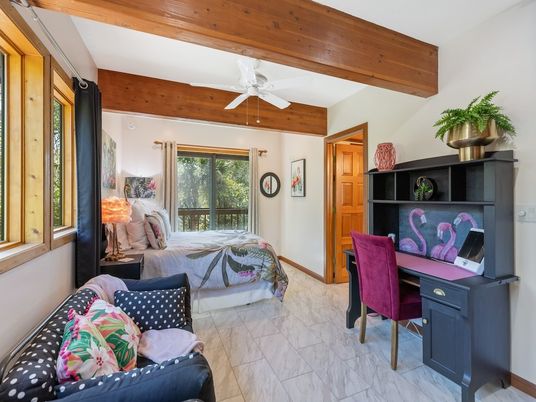 Bedroom, Home Office, Interior, Marble, Wooden Beams